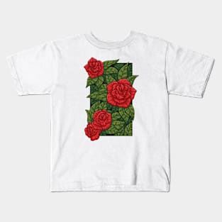 Vintage doodle illustration of Red Rose Kids T-Shirt